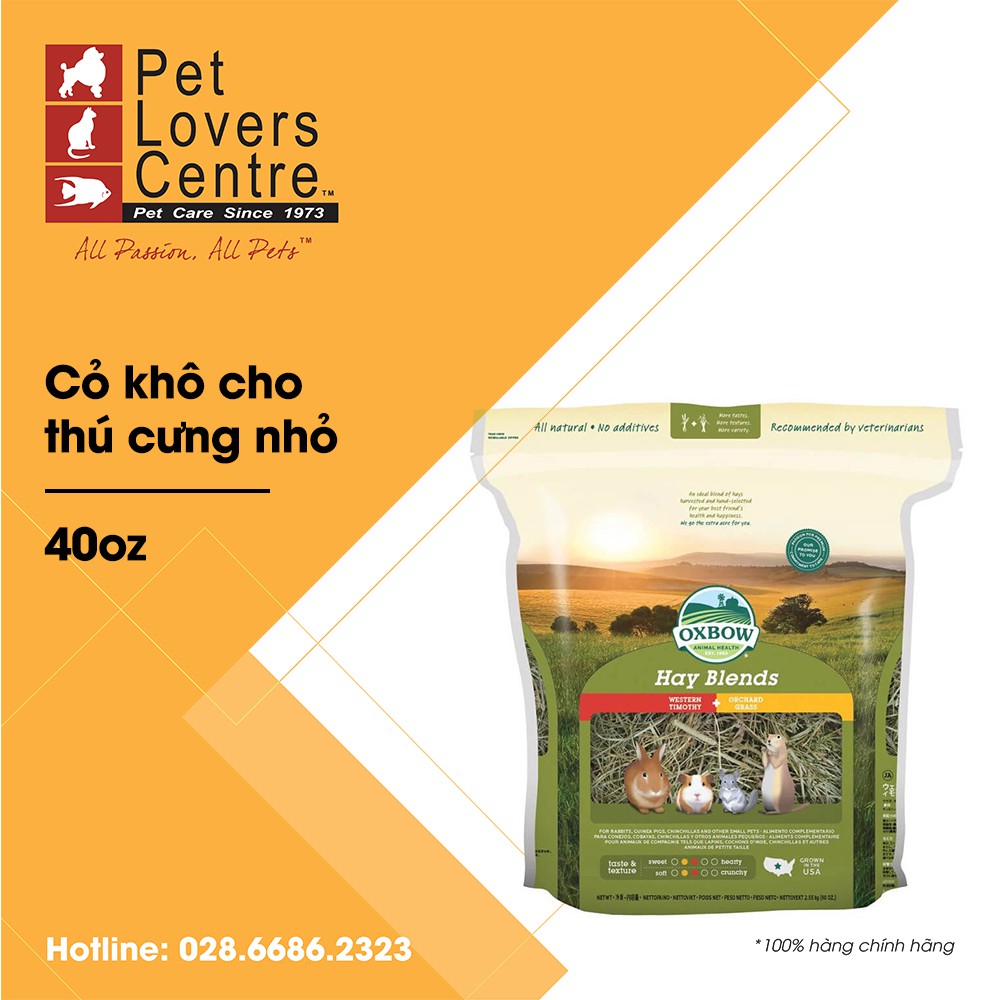 [xuất xứ Mỹ] Cỏ khô cho thú cưng nhỏ OXBOW HAY BLENDS - TIMOTHY / ORCHARD 20oz (567gam)