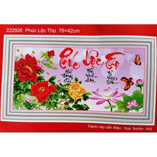Tranh thêu chữ thập Phúc lộc thọ (chưa thêu) 222926