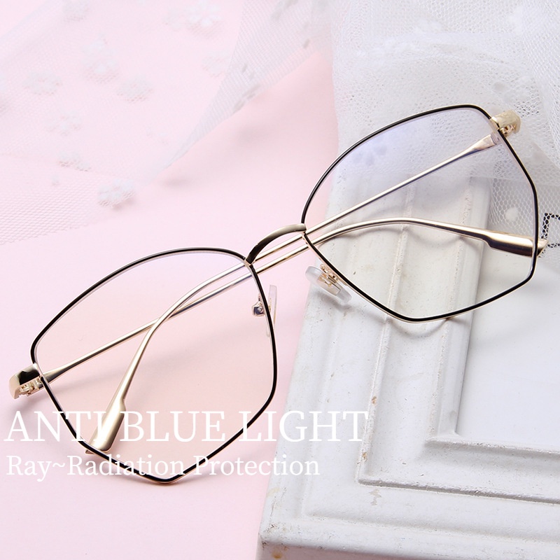 JIUERBA Mắt Kính Chống Tia UV400 Gọng Kim Loại Lớn Hình Đa Giác Phong Cách Cổ Điển Thời Trang Mới Cho Nam Nữ