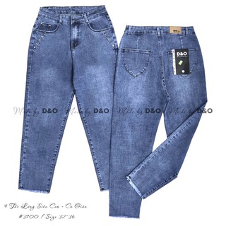 [Size Đại] Quần 9 Tấc Jeans Lưng Cao - Quần Cạp Cao Qua Rốn Phối Nút Đinh - Co Giãn Mạnh Xanh Nhạt