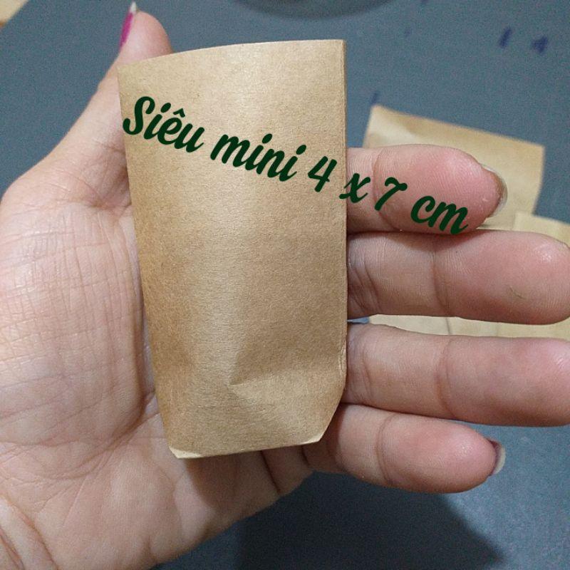Combo 100 túi Kraft Nhật siêu mini 4 x 7 cm