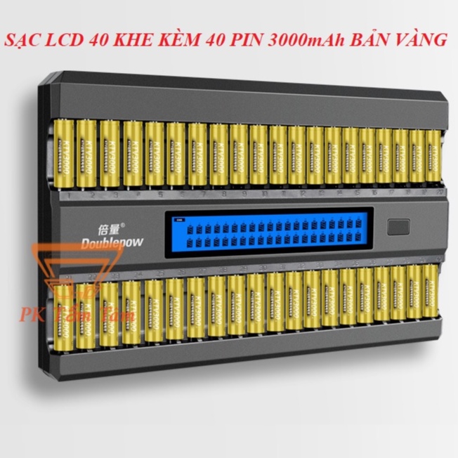 Bộ Sạc 40 Khe Sạc Kèm Tặng Kèm 40 Pin Sạc AA 3000mAh Bản Vàng Cao Cấp