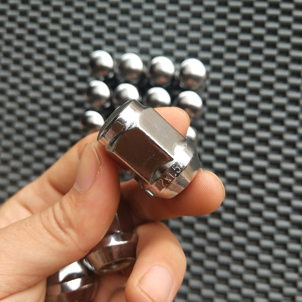 Bộ 20 Ốc bắt lazang ô tô 12x1.5mm bằng thép mạ inox SIÊU ĐẸP  cao cấp dùng cho xe ô tô