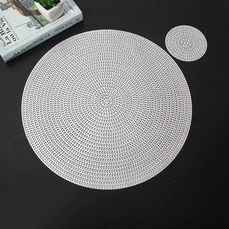 Tấm lót bàn ăn hình tròn bằng nhựa PVC cách nhiệt chống bỏng tiện dụng cho nhà hàng/ khách sạn