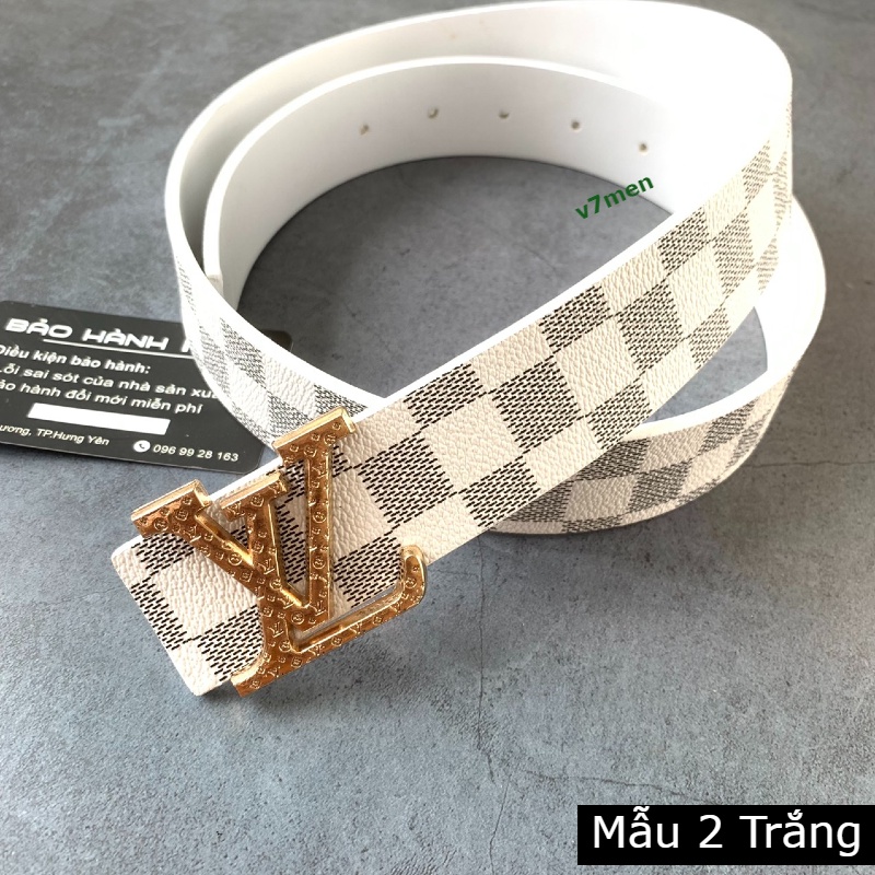 Thắt lưng nam LV, thắt lưng da cao cấp mặt kim loại nguyên khối trẻ trung lịch lãm TLLV001