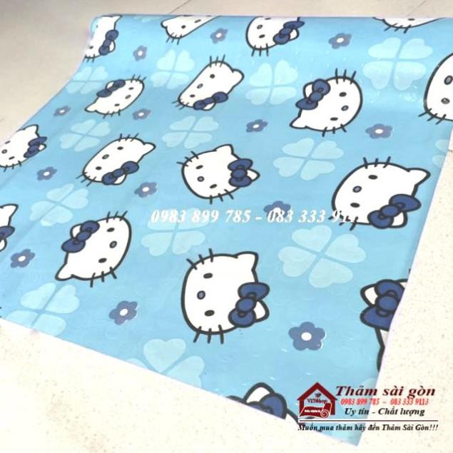 [2mx0.5m] THẢM SIMILI HELLO KITTY MÀU XANH KHỔ 2M