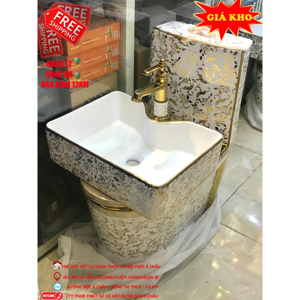 Chậu lavabo văn,chậu rửa mặt vuông đặt bàn bồn rửa mặt hoa văn nano vàng cao cấp