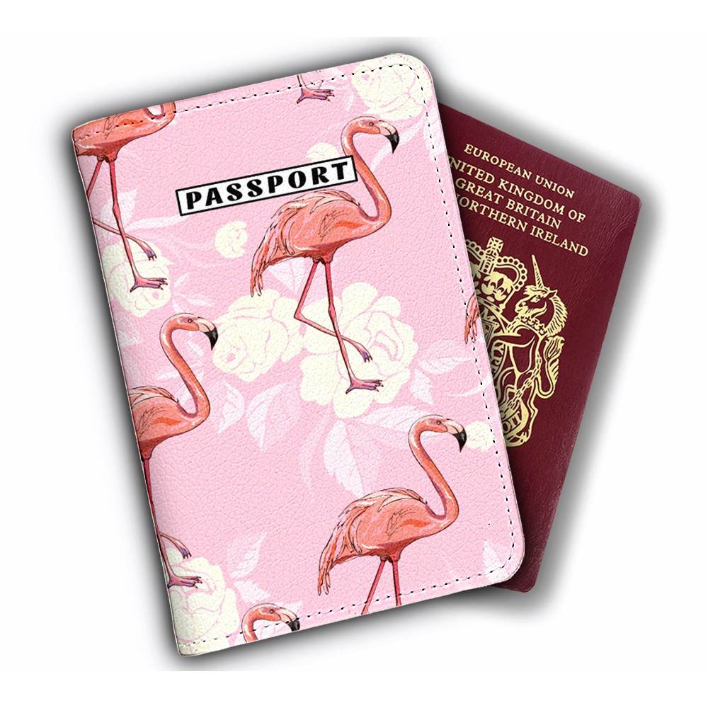 Ví Đựng Passport Du Lịch HẠC HỒNG - Bao Da Hộ Chiếu BASIC - Passport Cover Holder FLAMINGO Độc Lạ - Tính Tế - LT030