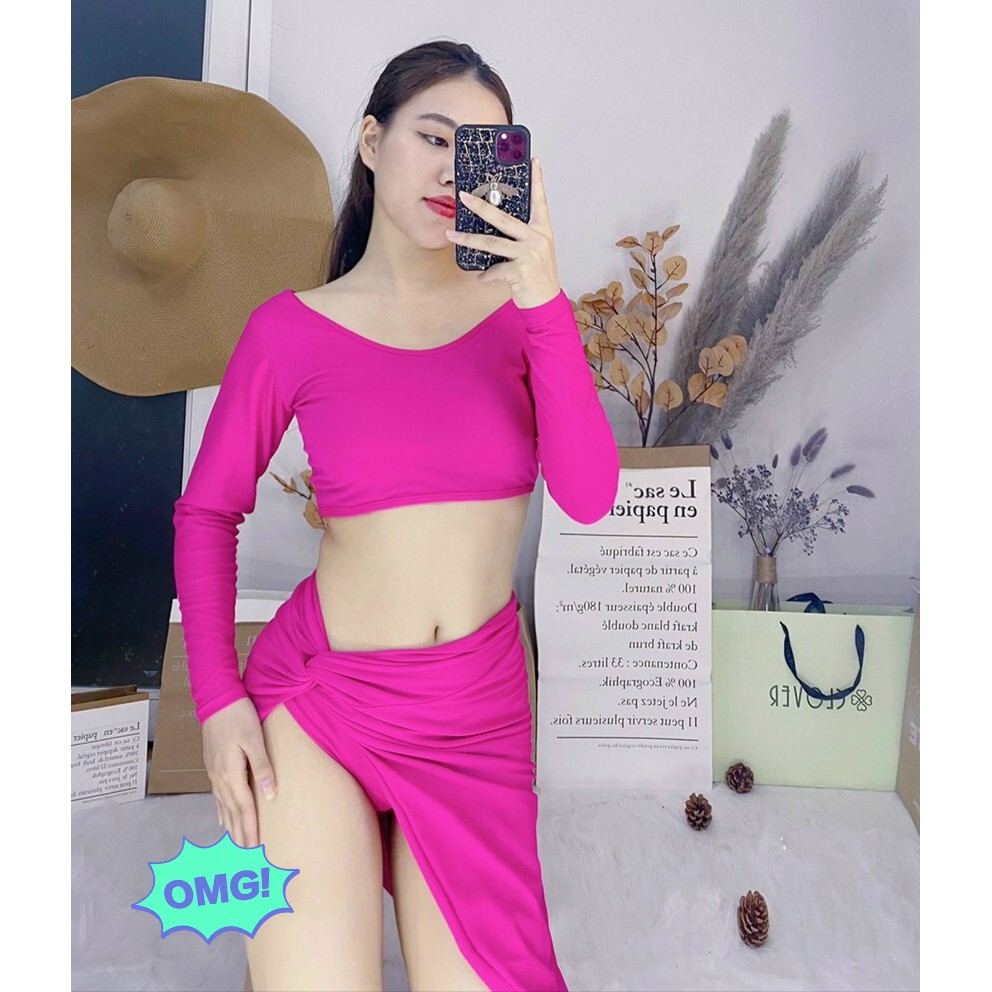 Sét bikini 3 món dài tay ngọc trinh đi bơi đi biển đẹp nhiều màu (5 màu) VATIXA BKN62