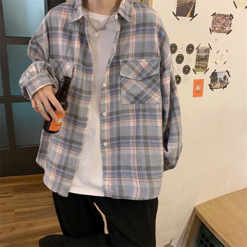 【ZHELIHANGFEI】Áo Sơ Mi Tay Dài Form Rộng Họa Tiết Sọc Theo Phong Cách Retro Dễ Phối Đồ