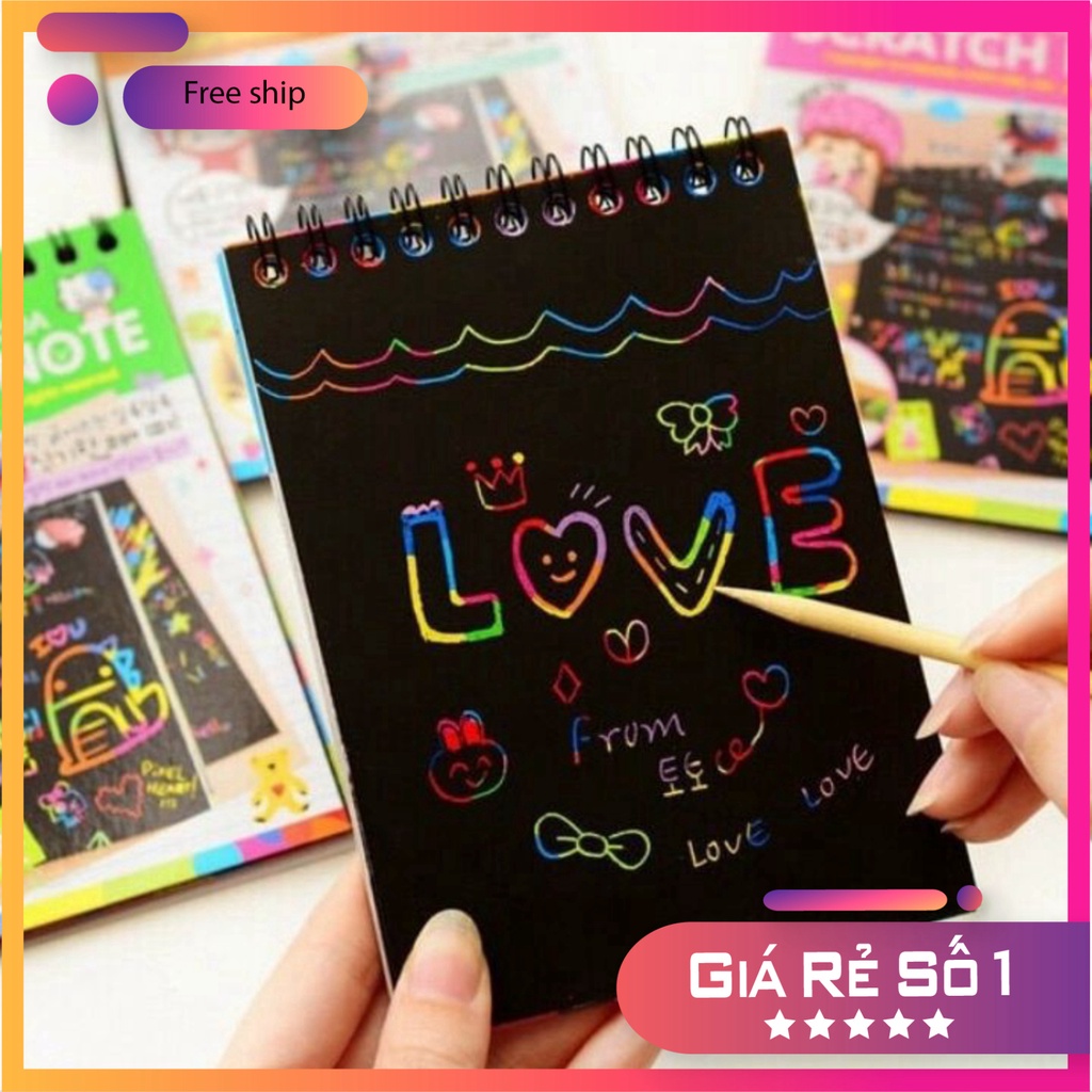 Sổ Note Thần Kỳ Sổ Ma Thuật Scratch Paper Note Cho Bé Thỏa Sức Sáng Tạo Khám Phá Vẽ Lên Điều Kỳ Diệu phukienvppbinhduong