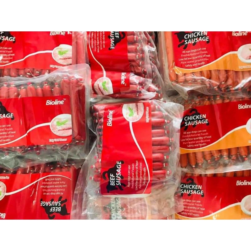 Xúc xích ăn vặt cho Chó Mèo - Bioline vị Bò - Gà 15g