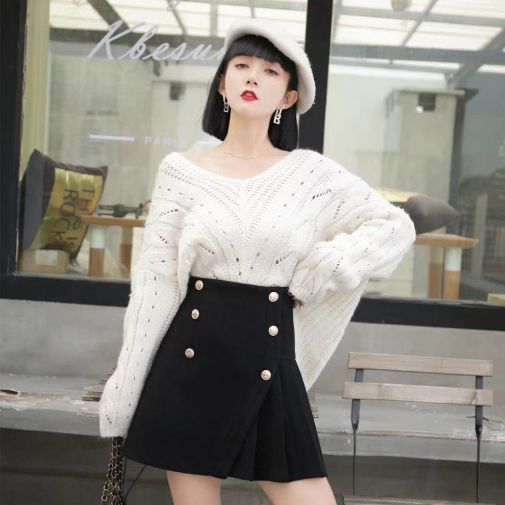 Chân váy ngắn chữ A xếp ly lưng cao 6 khuy nổi bật phong cách sang trọng vô cùng tôn dáng Mely Fashion CV06 | BigBuy360 - bigbuy360.vn