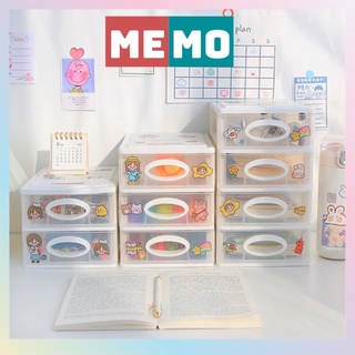 Tủ nhựa nhiều ngăn MEMO, tủ để bàn kệ để bàn trong suốt đựng đồ dùng học tập phụ kiện tiện lợi
