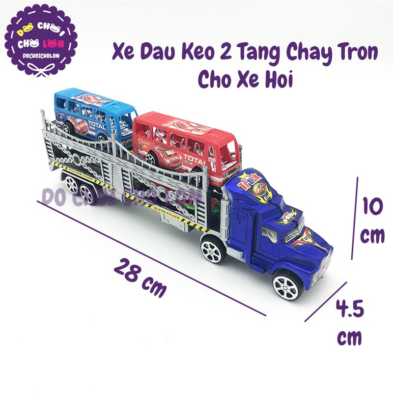 Đồ chơi xe tải đầu kéo 2 tầng chở xe hơi bằng nhựa chạy trớn 809-1