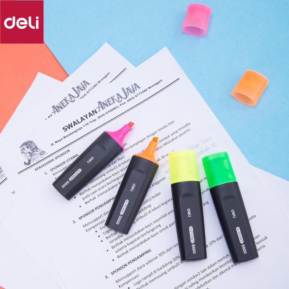 Bút nhớ dòng Deli - Bút dấu dòng - Bút highlight - 2 chiếc - ES600 [Deli]