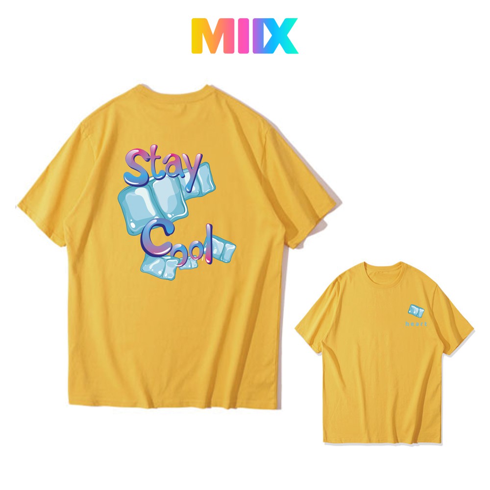 Áo thun nữ tay lỡ hoạt tiết hình dễ thương form rộng unisex Miix basic tee màu vàng MT018