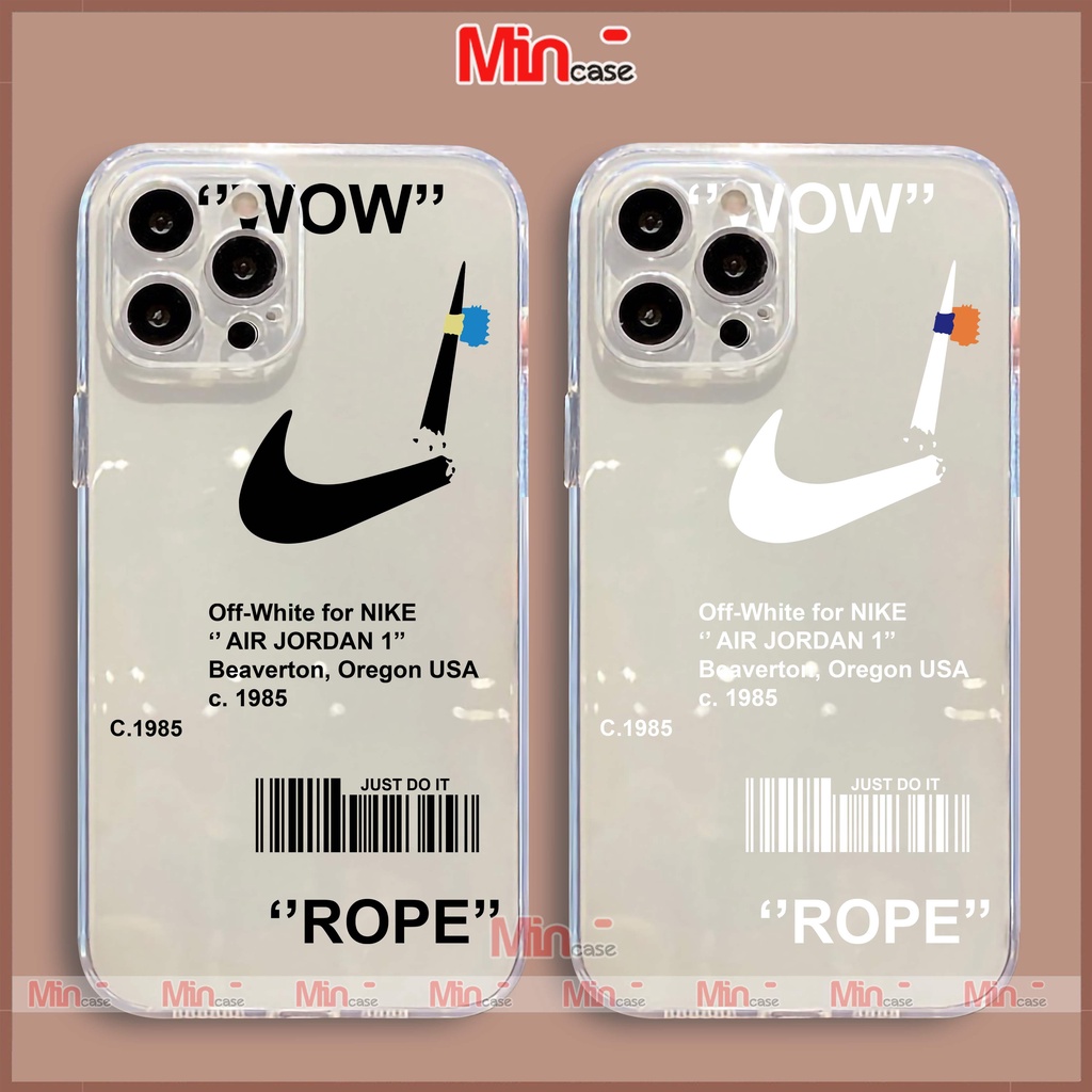 Ốp lưng iPhone Nike chống sốc viền vuông silicon trong suốt bvc cho iphone 6/6s/7/8/X/XS/XR/11/12/13 Pro Plus Max