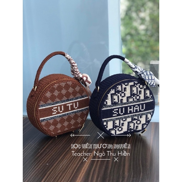 Túi Dior Trống Móc tay Handmade size 18cm