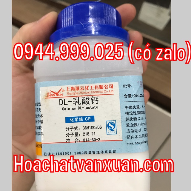 Hóa chất Calcium lactate cấp thưc phẩm lọ 100g Calcium lactate 98% C6H10CaO6 CAS 814-80-2