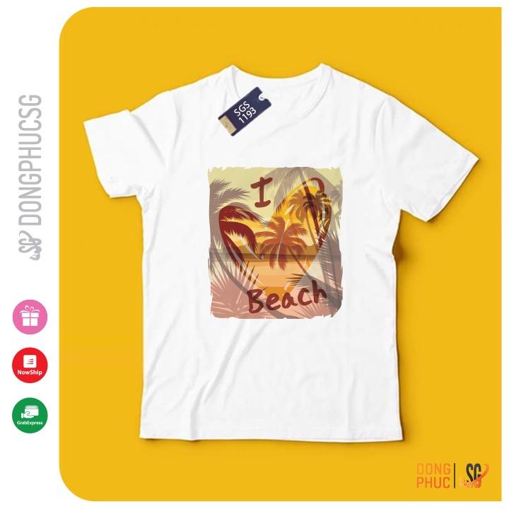 Áo thun hội nhóm unisex nam nữ gia đình BEACH phông màu trắng thun cotton mềm mịn SGS1193 | SG
