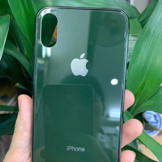 Ốp lưng kính màu xanh rêu iphone x/xs