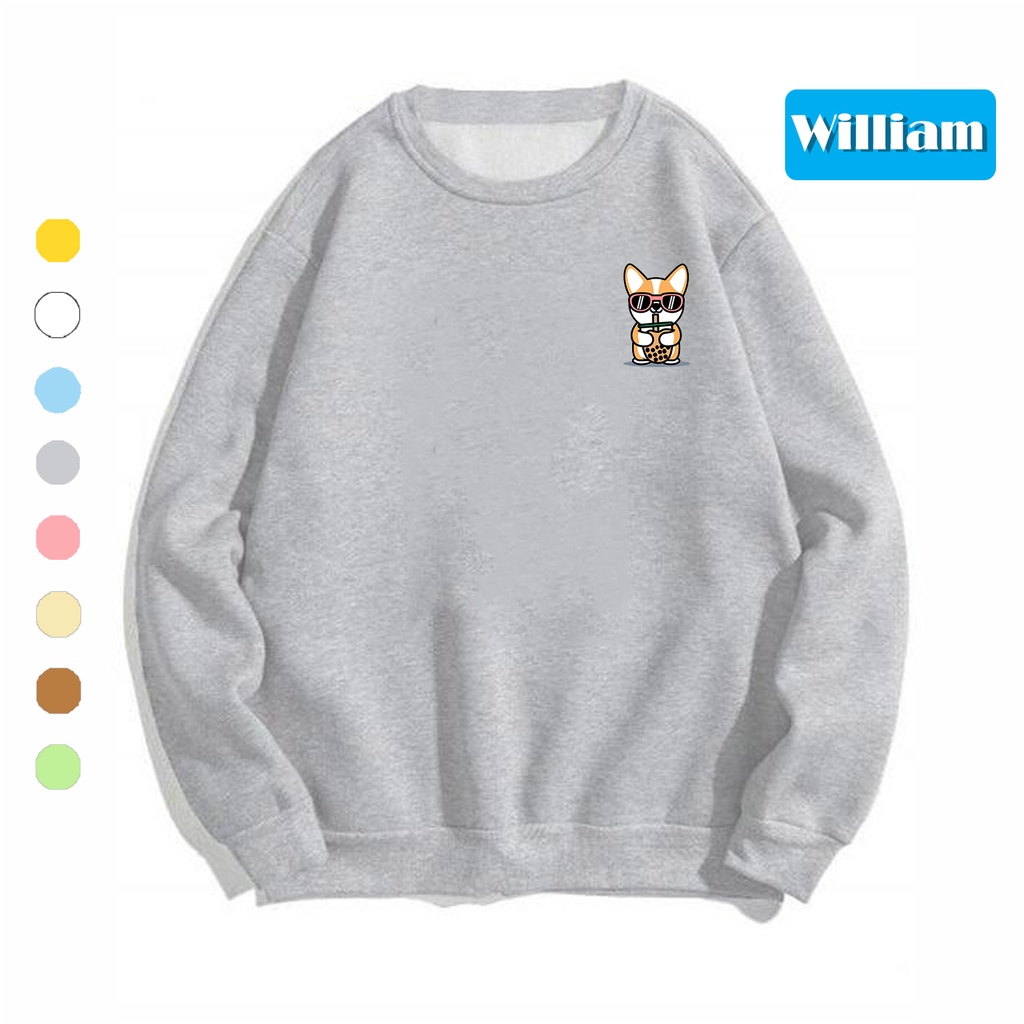 Áo sweater nam nữ in hình Cún cực cute chất nỉ dày dặn, hợp làm áo cặp William - DS196