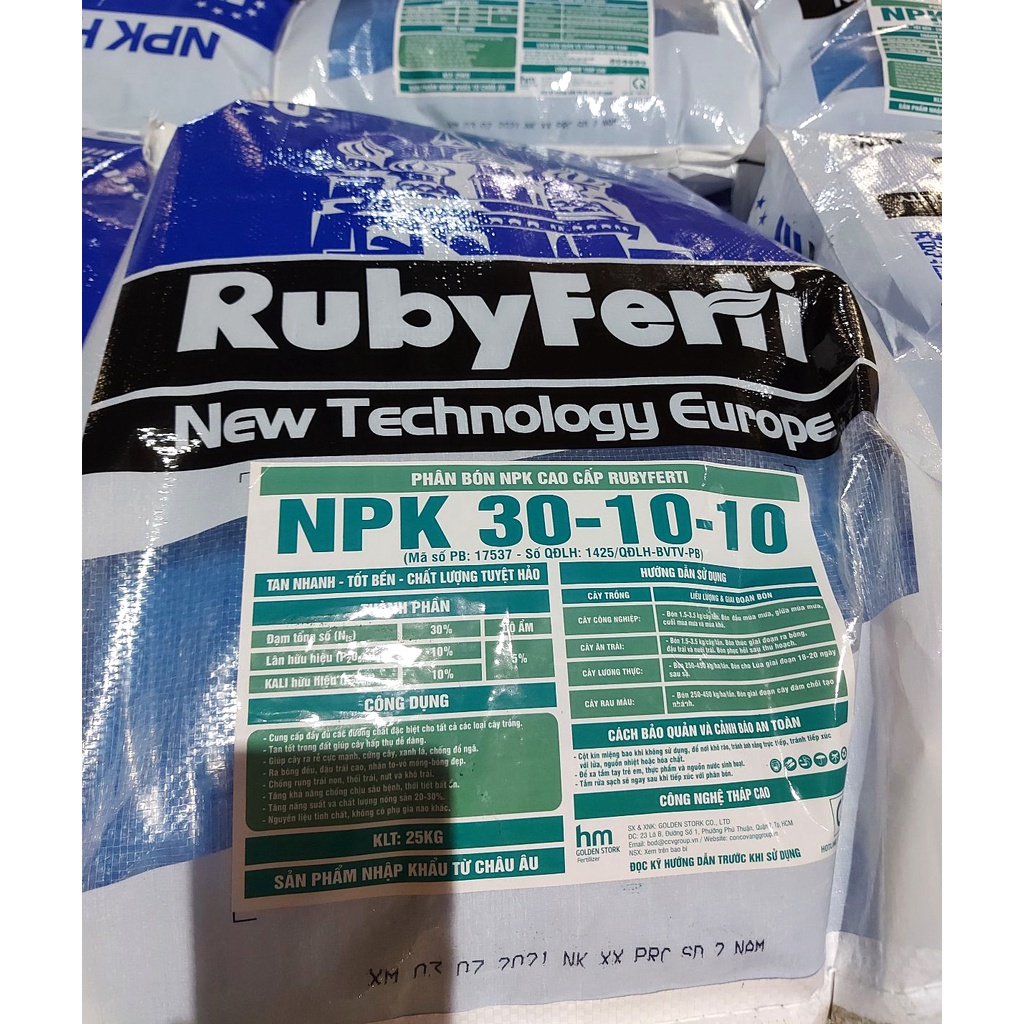 Phân bón NPK 30-10-10+Bo+TE I RubyFerti (1kg)