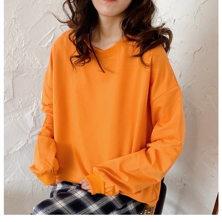 Áo SUXI tay dài cổ tròn màu sắc đơn giản thời trang cho nữ