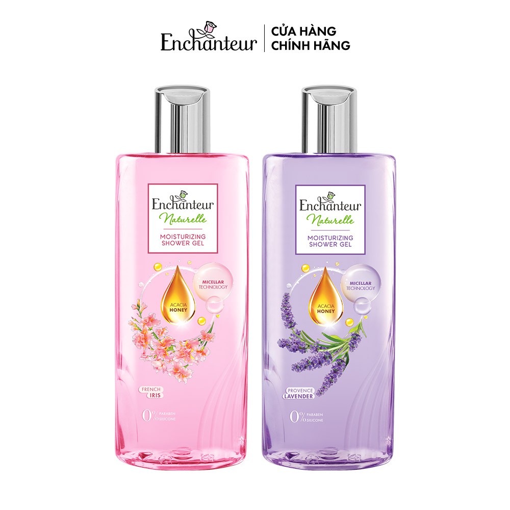 Combo Sữa tắm dưỡng da Enchanteur Naturelle hương hoa Lavender và Iris 260gr/Chai