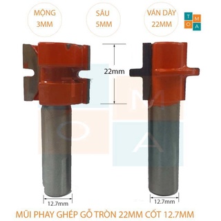 Bộ mũi phay ghép gỗ tròn 22mm cốt 12.7mm - mũi soi gỗ ghép ván tròn