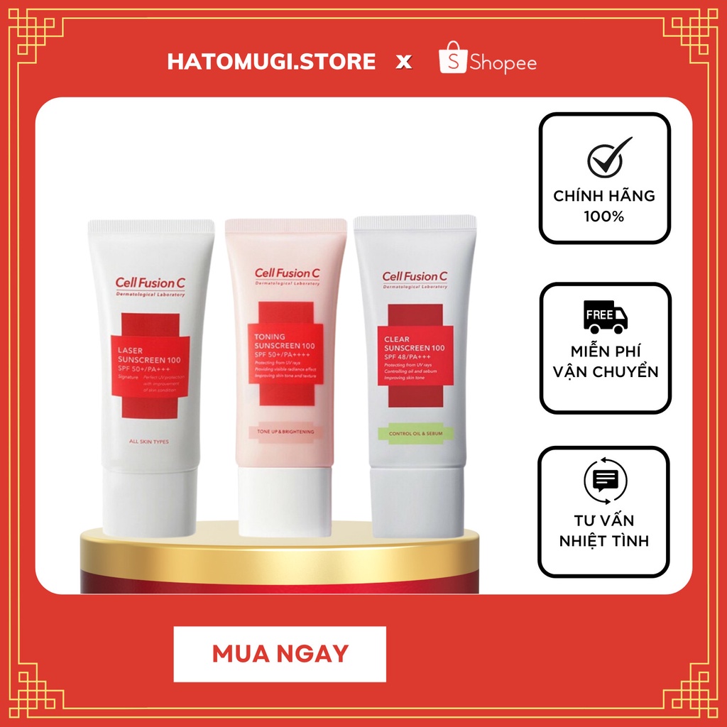Kem Chống Nắng Cell Fusion C Toning Sunscreen C Laser / Clear / Toning Suncreen Đỏ / Xanh