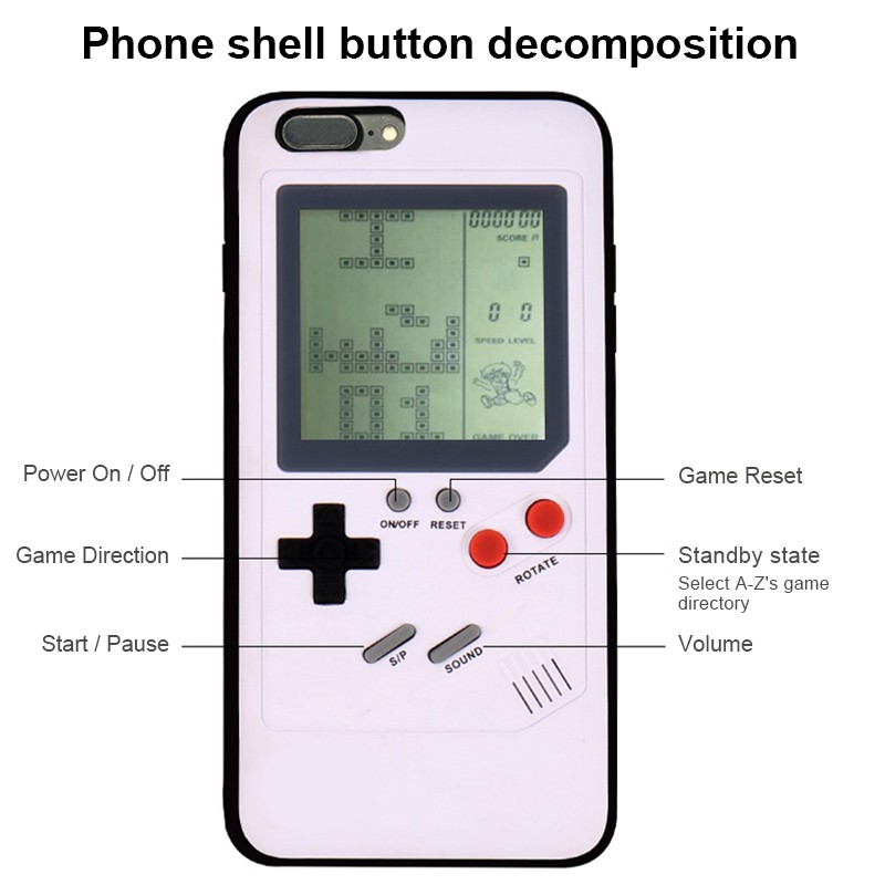 Ốp điện thoại TPU mềm thiết kế máy chơi game xếp gạch cổ điển cho iPhone 6 6s 7 8 Plus 11 Pro X XS XR Max