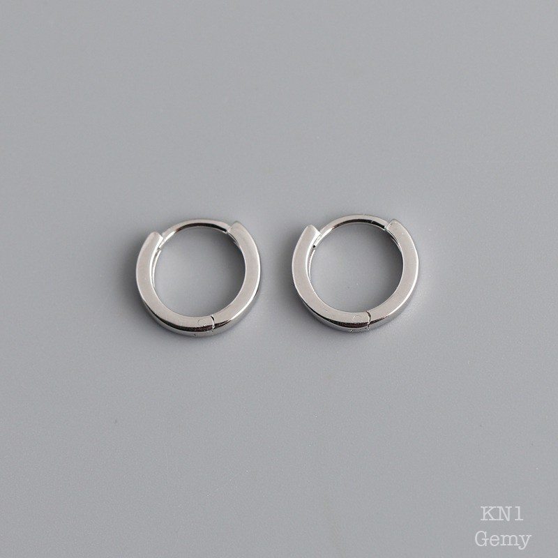 Khuyên tai nam tròn bạc nhiều size trơn basic nữ unisex (1 chiếc) | GEMY SILVER KN1 KN27
