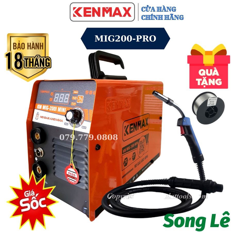 Máy Hàn Mig Không Dùng Khí và Que KENMAX - SASUKE 200I -Tặng đầy đủ phụ kiện - BH 18 tháng