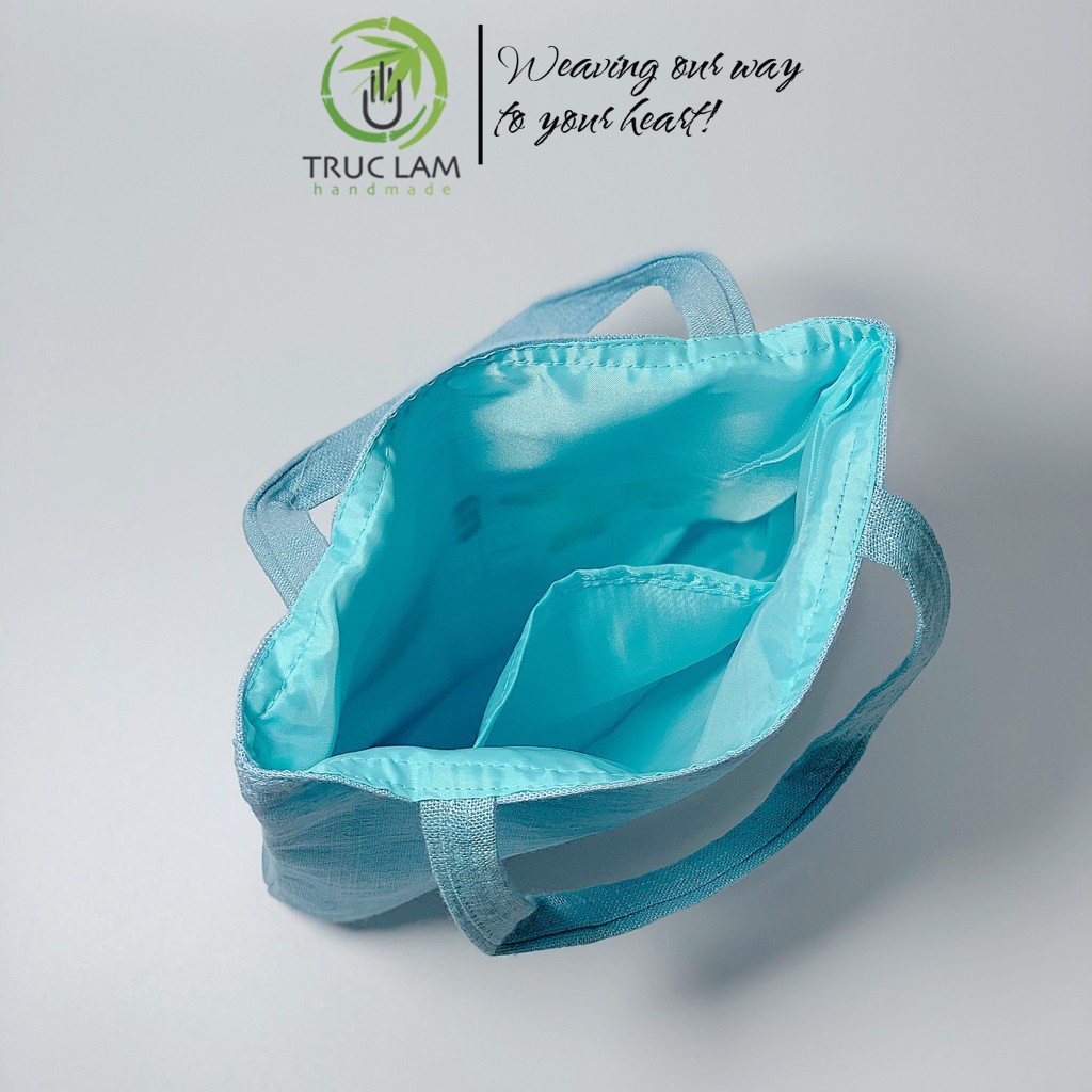 Túi Xách Vải Linen Thêu Tay Họa Tiết Hai Chú Chó (A) - Trúc Lâm Handmade