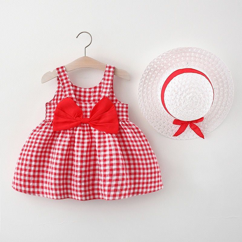 0-4Years Kids Baby Girls Checkerless Dress Toldder Váy trẻ em có mũ