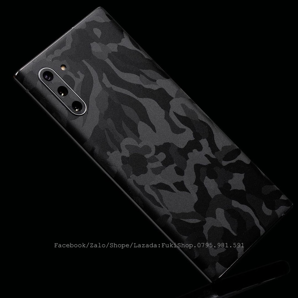 [SAMSUNG]Tấm Dán Skin FULL Viền Camo Black 3M Note8 Note9 Note10 Note10+ Note10Lite ZFlip S20 S20Ultra S20+ S10 A70