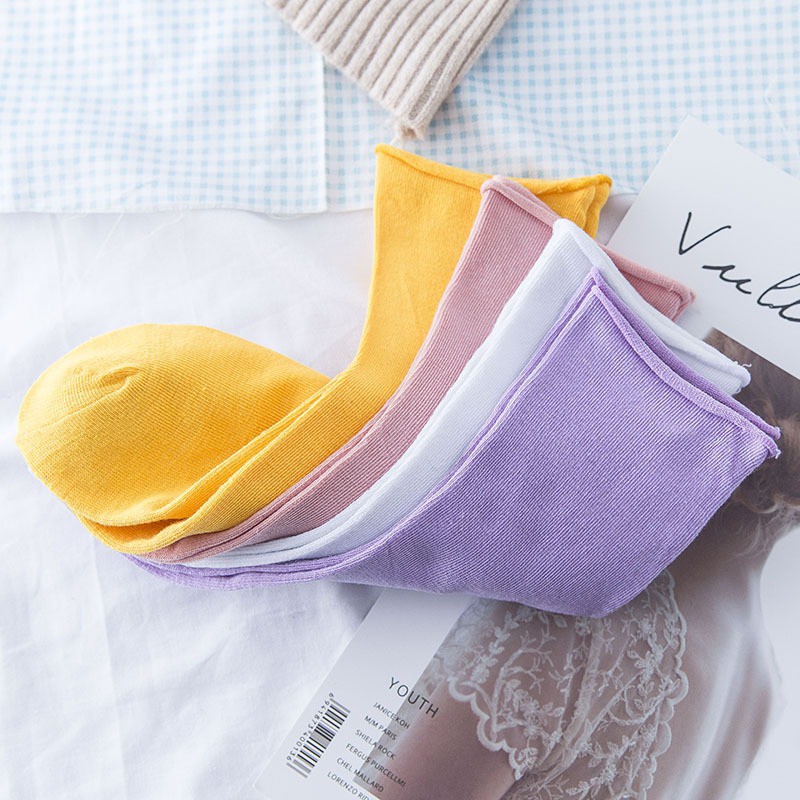 Tất cao cổ nhiều màu trơn phong cách Hàn Quốc, vớ cao cổ nữ phong cách