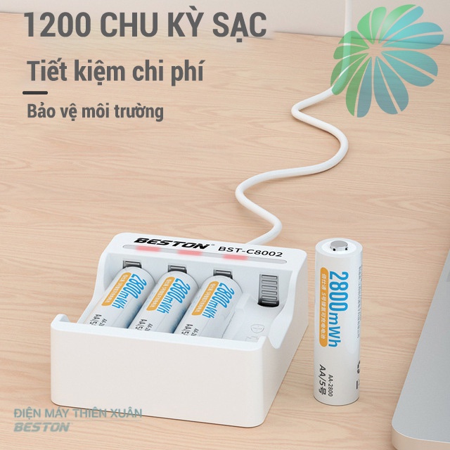 Pin Sạc AA 2800mWh Beston cho micro, đồ chơi, đồng hồ, đèn pin, máy ảnh kỹ thuật số