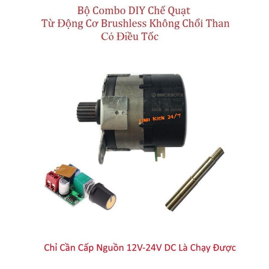 Bộ Combo DIY Chế Quạt Từ Động Cơ Brushless Không Chổi Than Có Điều Tốc