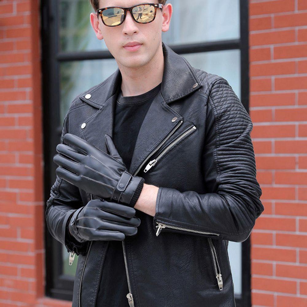 Găng Tay Nam Da PU Ngắn Chống Nước Giữ Ấm Mùa Đông WMES15H