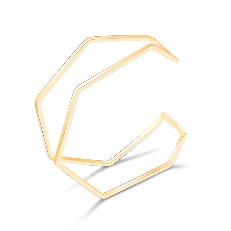 Vòng tay titan dạng cuff kiểu thanh lục giác kép không gỉ