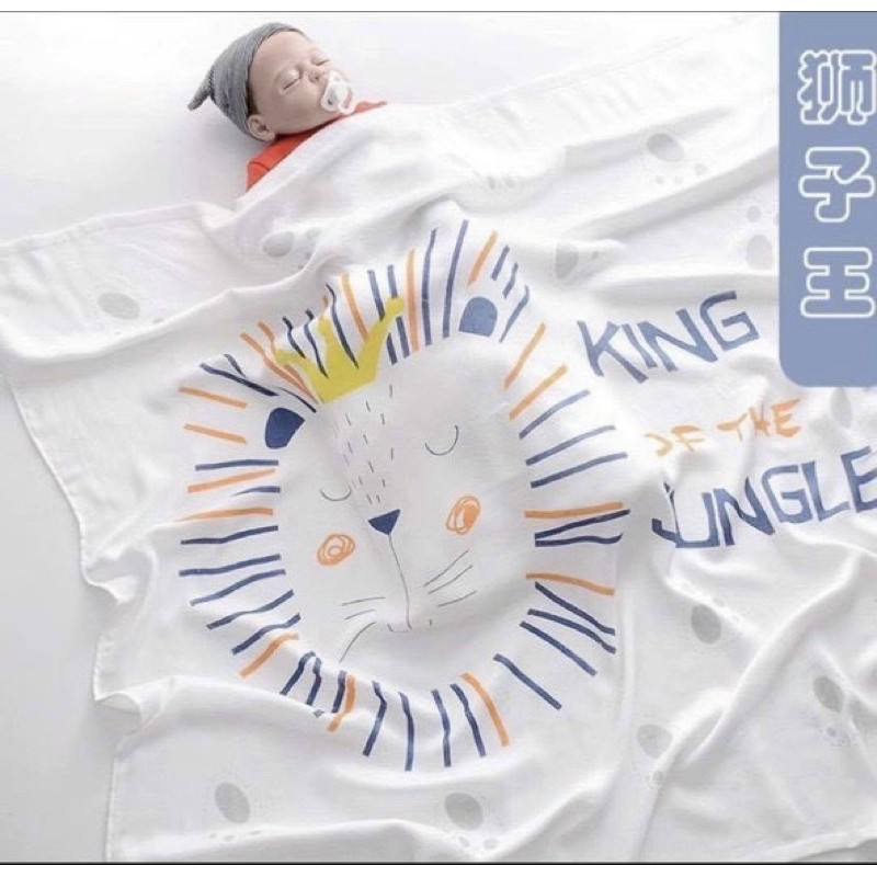 Chăn cho bé, khăn thu đông chất vải lụa cotton 110x120cm nhiều hình đáng yêu bunakids PN22