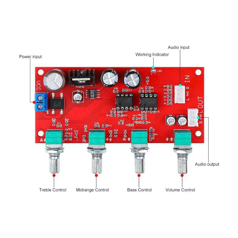 mạch âm sắc NE5532 (mạch pre âm thanh) chạy điện ac và DC