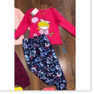 Đồ bộ dài tay bozip bé gái thun cotton xuất dư xịn