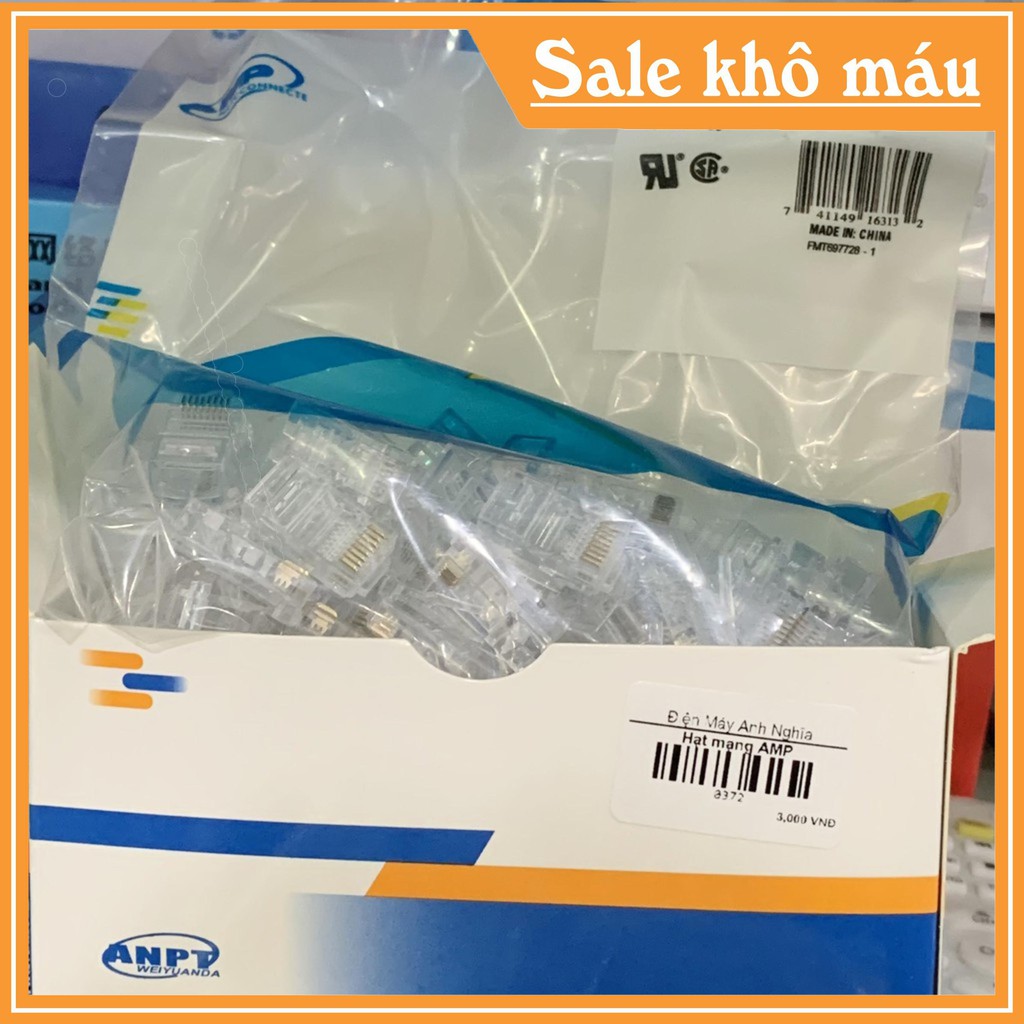 [SALE KHÔ MÁU] Đầu mạng Cat 5 AMP (hộp 100 đầu), chính hãng