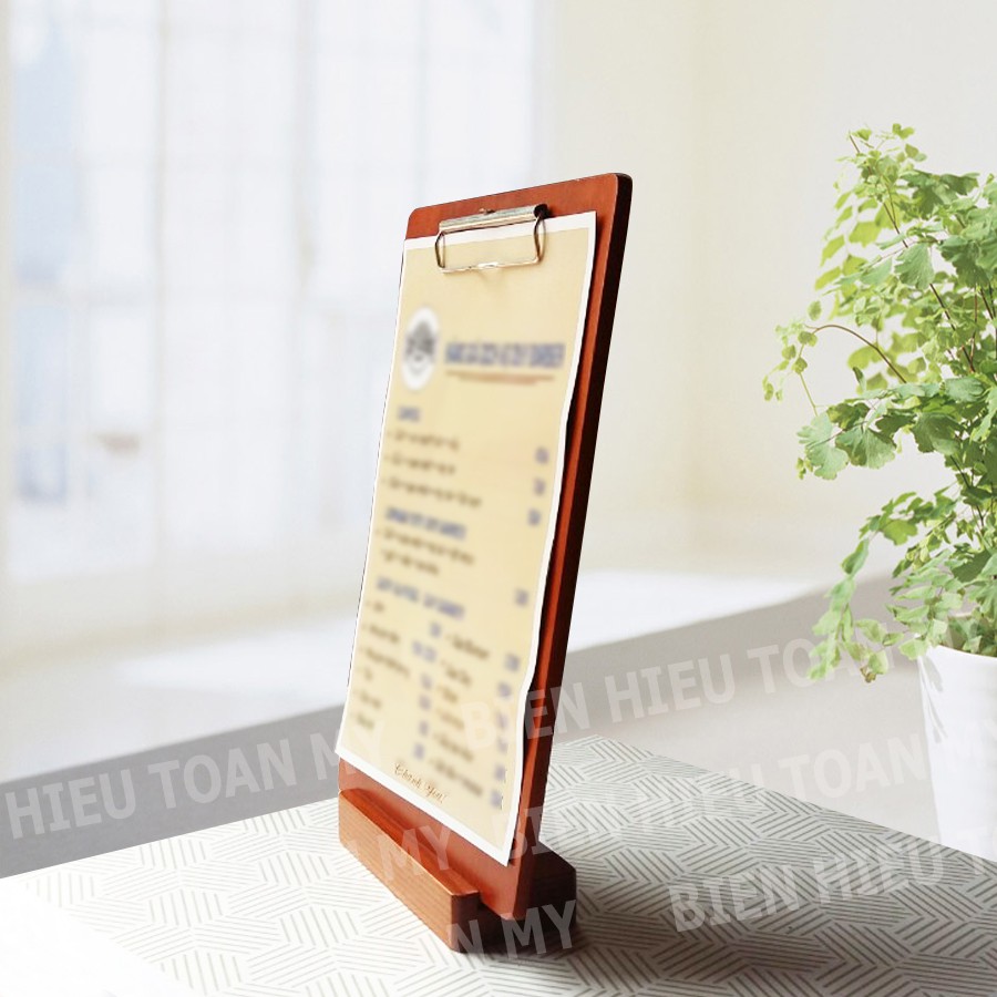 Bia Trình Ký Bằng Gỗ A4- Kệ Menu A4- Bìa ghi hóa đơn A4- Biển Hiệu Toàn Mỹ