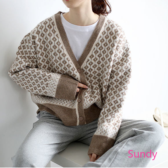 Áo khoác cardigan dệt kim dáng rộng cổ chữ V phong cách Hàn Quốc thời trang thu đông cho nữ | BigBuy360 - bigbuy360.vn
