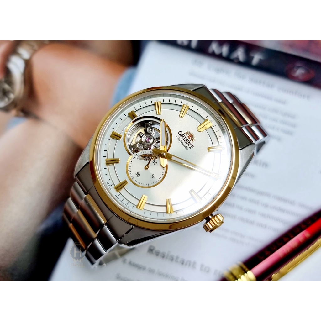 Đồng hồ Nam chính hãng Orient Automatic RA-AR0001S10B/RA-AR0001S00C Size 41,Hở tim-Máy cơ tự động-Dây kim loại Demi vàng